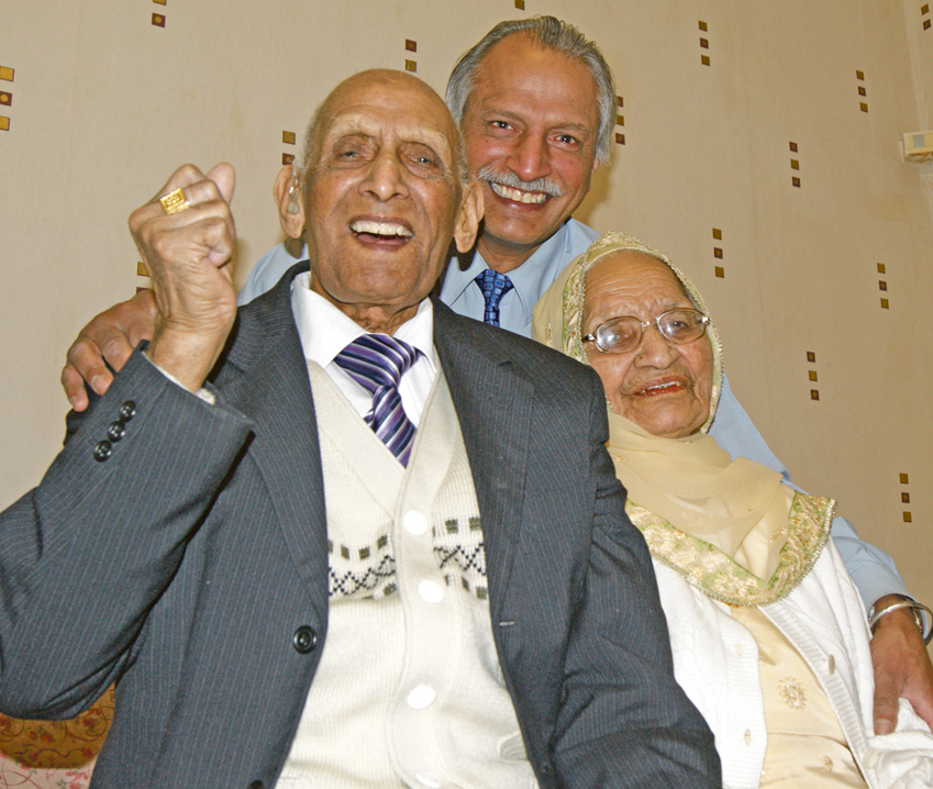 FAMILY: Karam Chand and his wife, Kartari, will be celebrating their 88th anniversary this weekend, pictured here with their son, Paul Chand