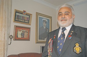 REMEMBER: Raja Tariq Mehmood has dedicated walls in his Bradford home to his father’s (Subh Ali Shan) achievements, with medals, pictures and clippings from his career in the Navy