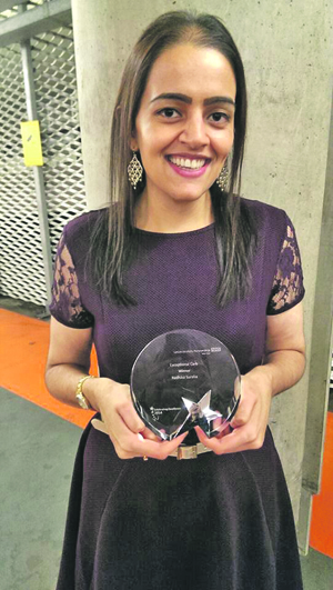 CARER: Radhika Surelia, a clinical dietician with the Leicestershire Partnership NHS Trust, was awarded the Exceptional Care Award after being nominated by a patient’s daughter