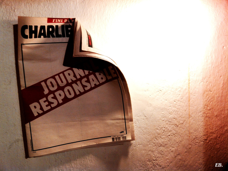SATIRE: In contrast to Charlie Hebdo’s self-description as an “irresponsible journal,” this image features a “responsible journal” that is empty of content