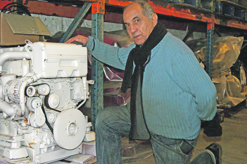 ROBBED: Mr Al-Kazhraji stands next to one of the engines which was not taken during the heist and appeals for help in tracing the stolen goods