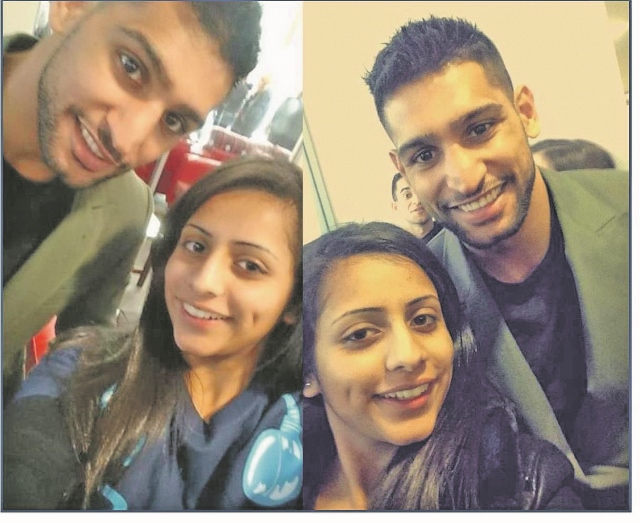 SELFIE: Sarish met with Amir Khan and spoke about her work in Bradford with the homeless
