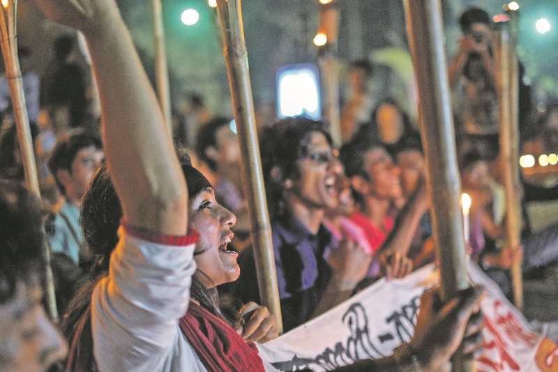 DEMONSTRATION: Hundreds gathered following the death of Avjit Roy to protest the attack