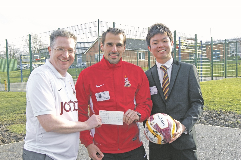 FOOTBALL: Kai Petty, Haleema Hassan and Madia Sadiq all took part in the school’s penalty shootout competition, organised in line with the 30th anniversary of the Valley parade fire