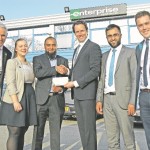 DONATION: The Enterprise team presented a cheque to InTouch Foundation last week at the Seacroft head office, (l-r) Stevie Day, Ibrar Ahmed, Cameron Bentley, Osman Gondal, Brian Waligora, and Danny Stuart