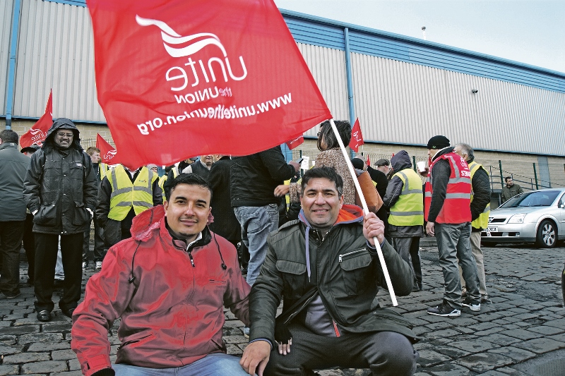 PROTEST: Farzan Khan and Zulfakar Ali have been bus drivers in Bradford for a combined 18 years and it is the first time they have been involved with a protest