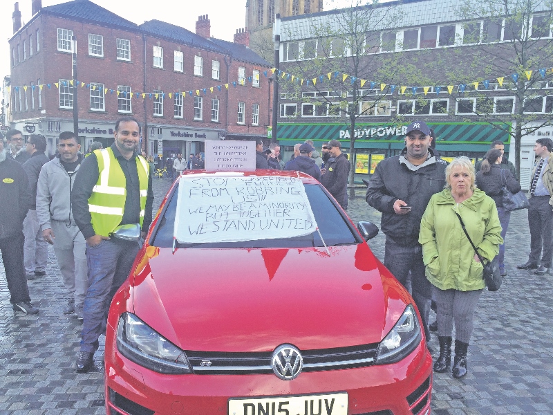 PRESENCE: Taxi drivers gathered at Wakefield city centre last weekend to protest against the rising costs of their profession