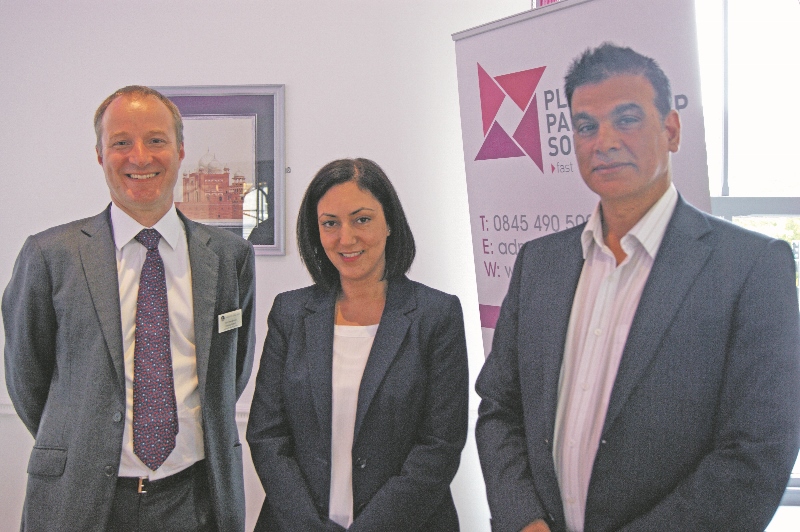 GUEST: BoE’s Financial Stability Deputy, Tom Henderson, was invited to Bradford by PPS partner, Nasreen Karim, pictured alongside Bankruptcy & Insolvency Solicitor Khizar Hayat