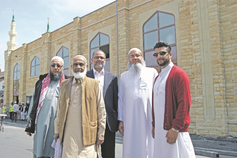 OPEN: The Masjid-e-Quba was opened for the first time on Friday 12th June, pictured are committee members and Ontime Construction’s Aihtsham Rashid