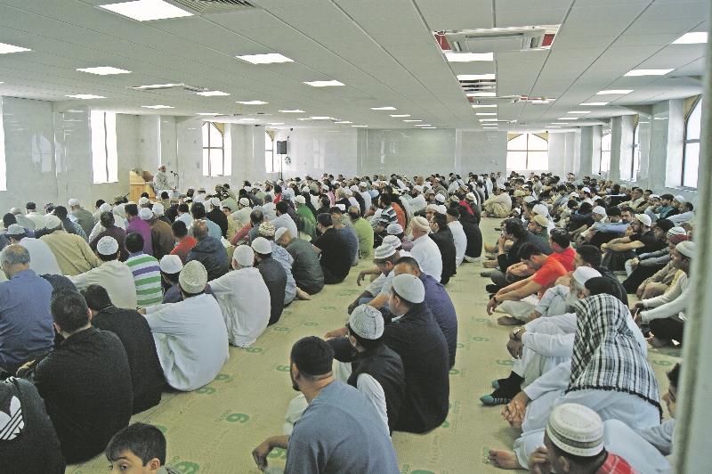 INSIDE: Worshippers filled the upstairs and downstairs prayer halls as 1,100 people came down