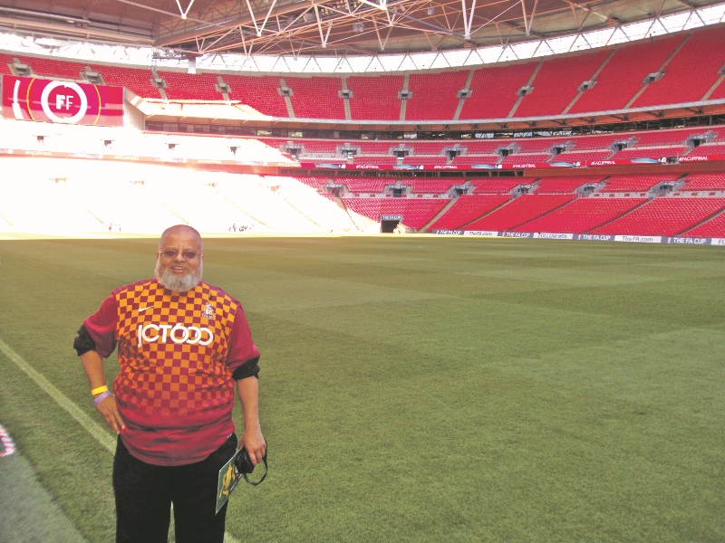 PITCHSIDE: As part of a 64-piece football league choir, Anwar sung ‘Abide with me’ on the Wembley pitch prior to the FA Cup final kick off