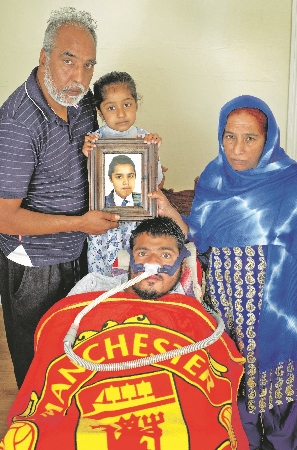 TRAGIC: Arslan’s family say they cannot have closure until they know exactly what happened to their relative, (pictured, clockwise from top left) Mohammed Aslam with his daughter, Nadia; wife, Nasreen; and son, Hassan – who also suffers from muscular dystrophy