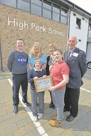 SUCCESS: Staff and students celebrate the Gold Standard award with the Lord Mayor of Bradford, Joanne Dodds