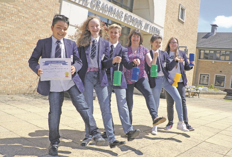 SUCCESS: GSAL pupils celebrate earning the Gene Hero Award, pictured (l-r) Sam Hutton, Hannah Talbot, Ben Wheatcroft, Julie Ringrose, Sophia Wakefield and Louisa Newton