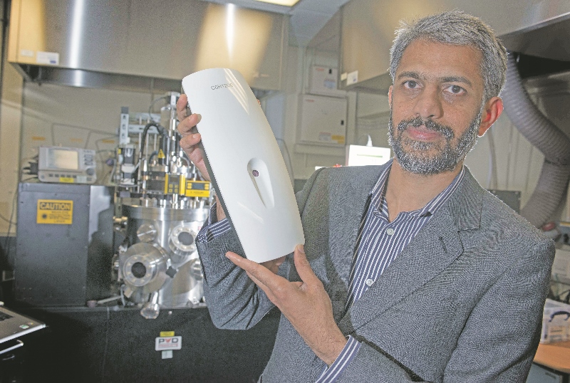 SMART: Professor Gin Jose, from the University of Leeds, shows the Glucosense Monitor which could revolutionise the way people monitor their diabetes