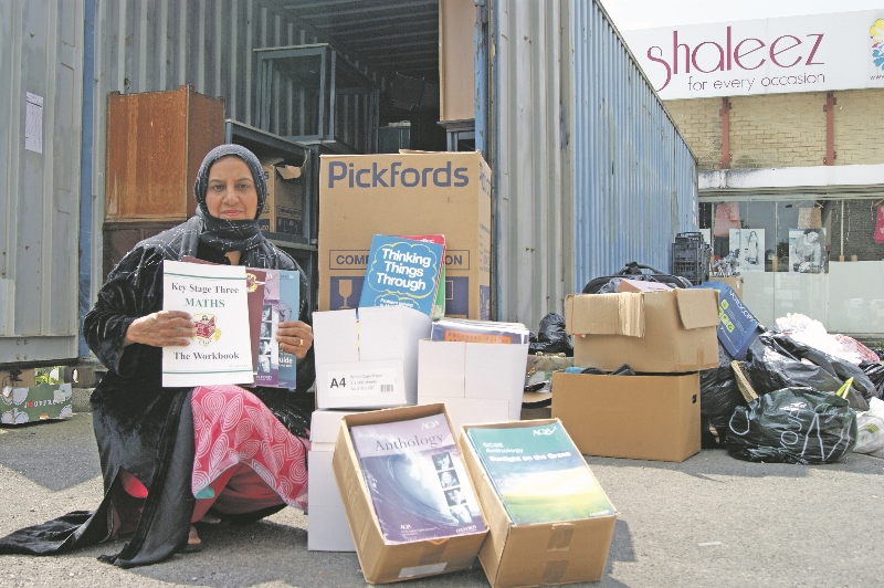 COLLECTION: Razia received donations from a number of schools as well as picking up many bargains herself
