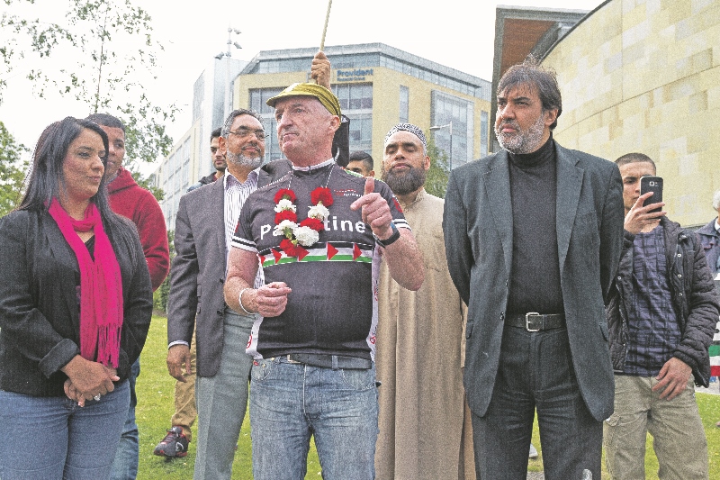 WELCOMED: Big Ride organiser, Dermot MacWard, spoke about the project with residents in Bradford including Bradford West MP, Naz Shah