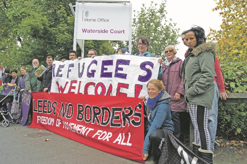 CAMPAIGNERS: Members of the Leeds No Borders group protested outside Leeds’ Home Office on Monday, two days after a larger demonstration in the city centre