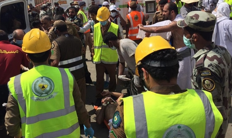 RESPONSE: Aid workers rushed to the scene to help the injured