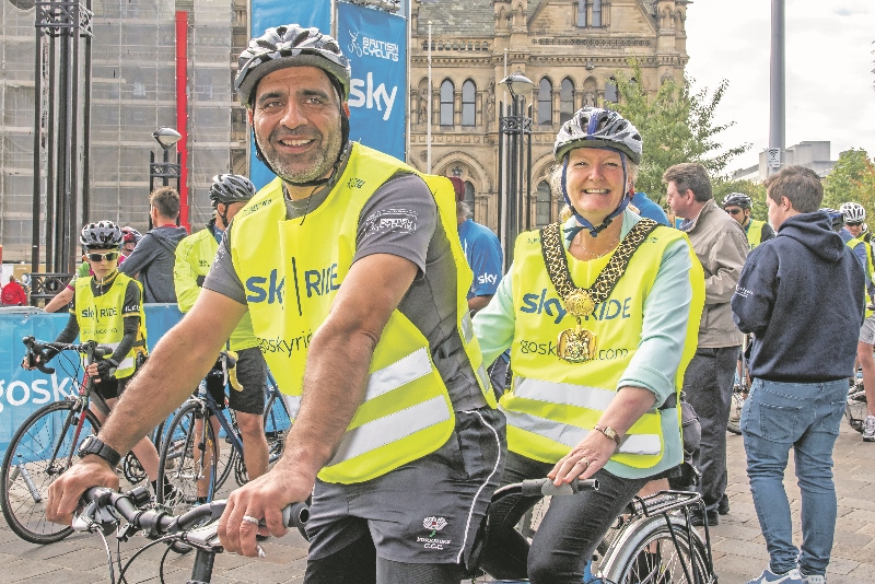 ON YOUR MARKS: Lord Mayor of Bradford, Cllr Joanne Dodds, sets off on the 5km route alongside Naz Ali