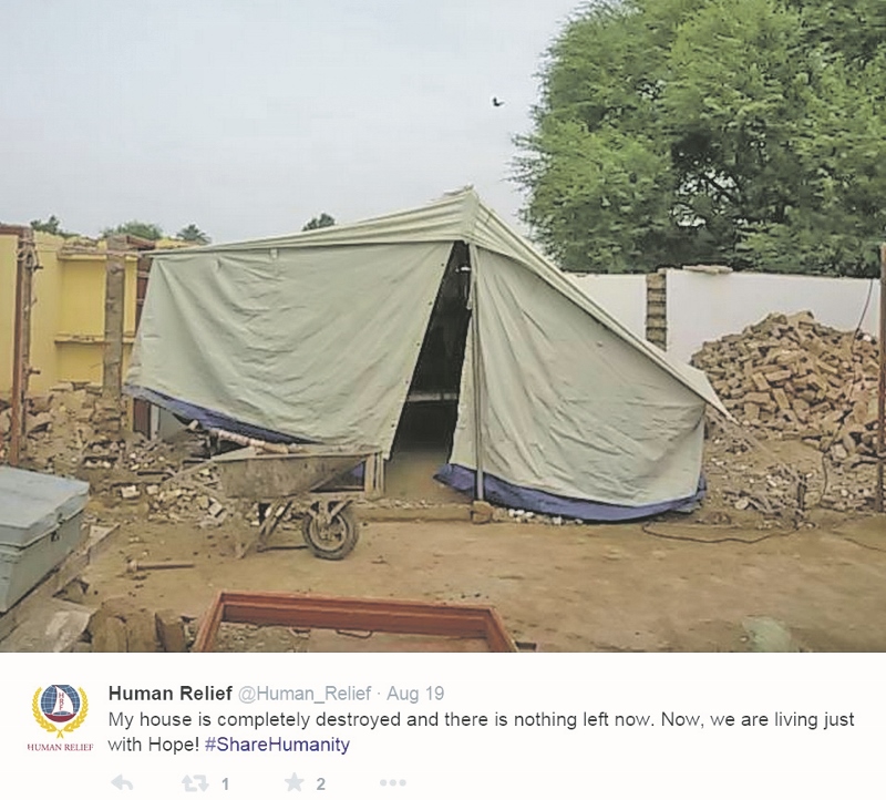 TRAGIC: Sharing pictures of his life, Sultan showed his accommodation after his house was destroyed by flood water