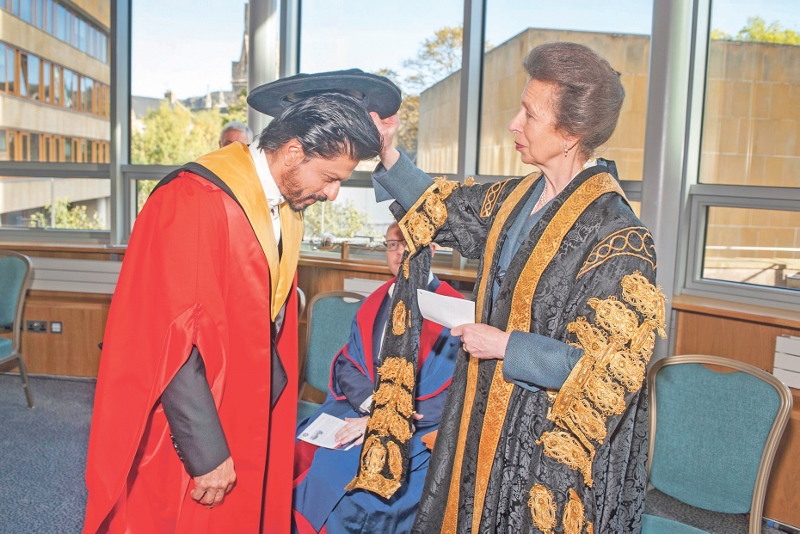 HONOUR: Bollywood superstar, Shah Rukh Khan, received an honorary degree from the University of Edinburgh's Chancellor, HRH The Princess Royal (pic credit: Douglas Robertson)