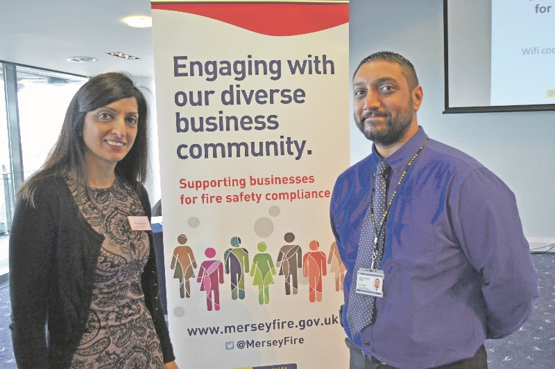 SPEECH: Leeds City Council’s Migration Partnership Commissioning Officer Pria Bhabra and West Yorkshire Fire and Rescue Service’s Business Support Supervisor, Balvinder Singh Bains (pic courtesy of Merseyside Fire and Rescue Service)