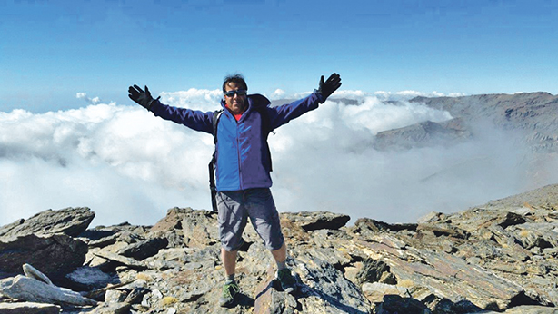 WINNER: Mohammed Sharif was presented with the ‘Superman Award’ for his mountain climbing exploits, pictured here on top of the 3,482m high Mulhacén in Spain