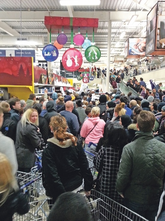 BUSY: Supermarkets were stormed by shoppers on Black Friday in 2014 yet few people turned out for this year’s sales