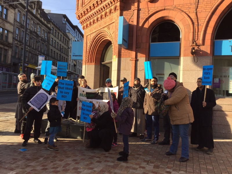 PROTEST: People gathered outside Co-Operative banks throughout the UK in opposition to their decision to close FOA accounts