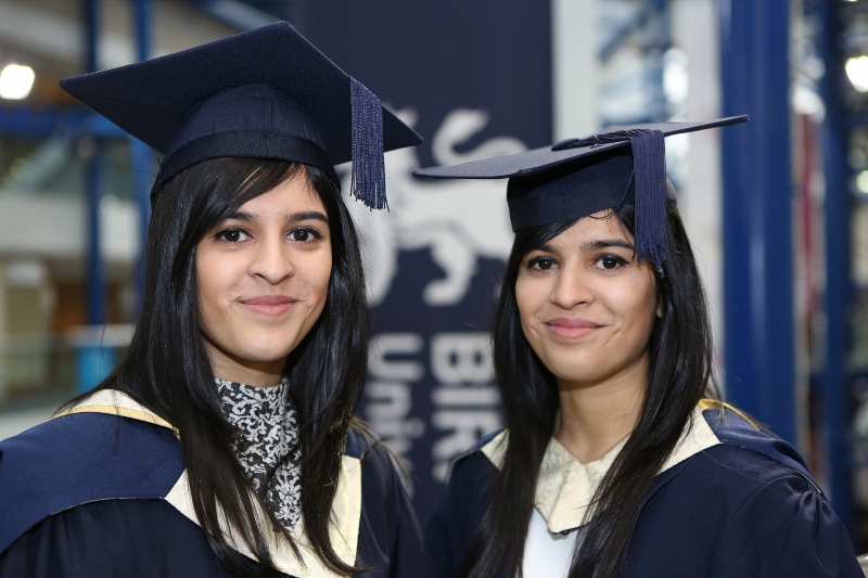 GRADUATED: Anneka (left) and Sanya Hoque will start work at Adderley Primary School following their graduations