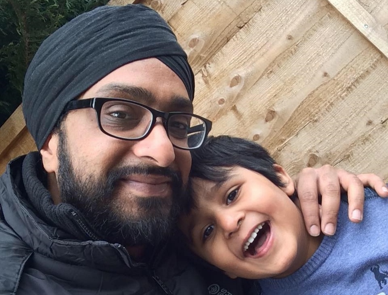 DEVOTED DAD: Manminder Singh Saundh, pictured here with his four-year-old son, Harman