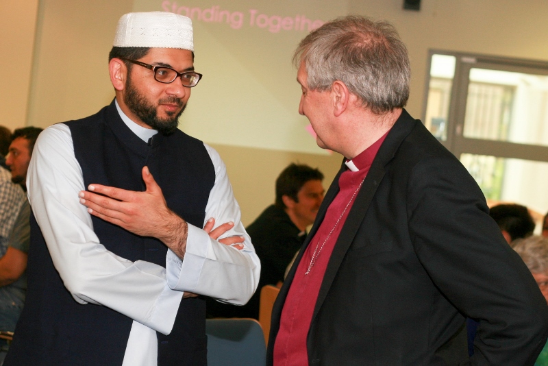 DIALOGUE: Imam Qari Asim talks to Bishop Paul Slater during the interfaith event