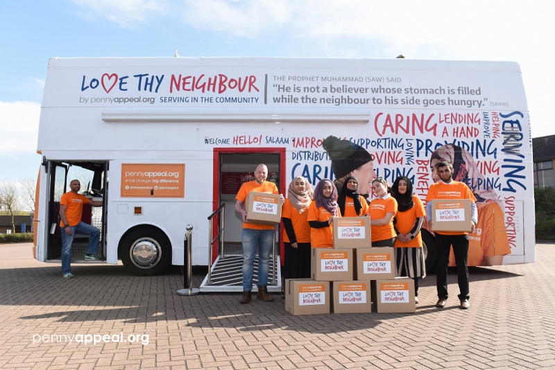 BUS-FULL OF BOXES: As part of their ‘Love Thy Neighbour’ campaign, the volunteers travelled to Carlisle which was hit by the devastating floods of December 2015