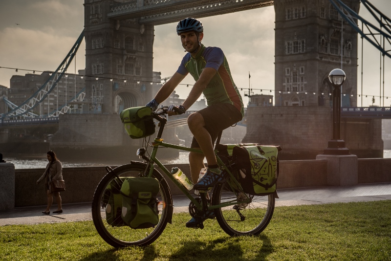 BICYCLE BOY WONDER: Adam Sultan will cycle over 46,000 unsupported miles around the Earth (Pic credit: David Altabev)