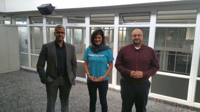 CHARITY FUNDRAISERS:(From left) Mohamed Omar, Head of the Social Committee at LGM; Lara Dobson, Area Fundraising Manager at Diabetes UK and Ihab Ibrahim, Chairman of Leeds Grand Mosque