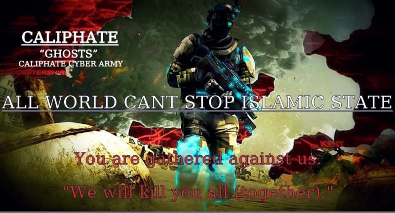 PROPAGANDA: The pro-Daesh hacking group feature frightening images alongside their violent messages