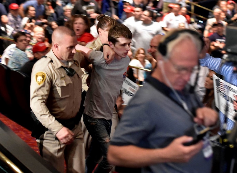 TARGETED ATTACK: Michael Sandford, who holds a British driving license, attempted to shoot Trump at a rally in Las Vegas