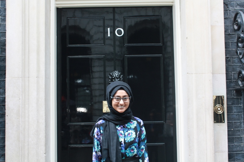 HEADING DOWN TO DOWNING STREET: Afsana Goffar travelled to 10 Downing Street and toured the inside of the historic building as part of the Social Mobility Foundation