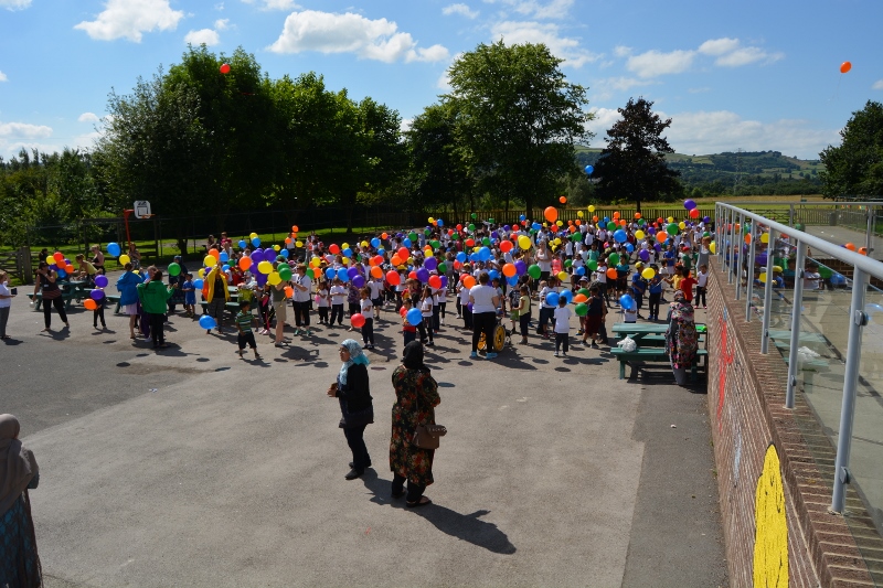HIGHLY COMMENDED: Riddlesden St Mary’s C of E Primary School held a balloon launch at their school after receiving a ‘Good’ Ofsted report this month