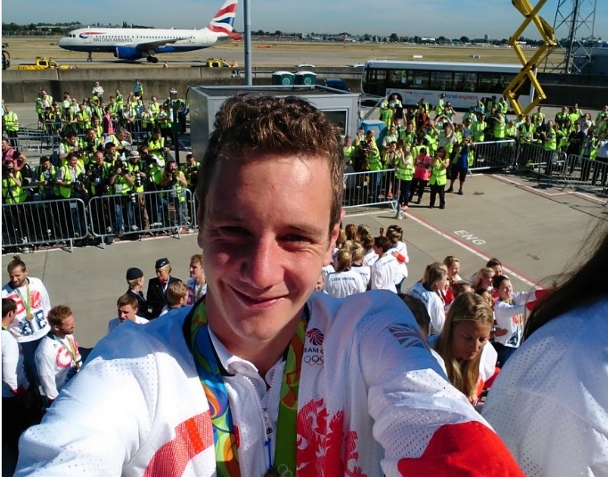 A WARM WELCOME HOME: Alistair Brownlee says it’s ‘good to be back’ (Pic credit: Twitter)
