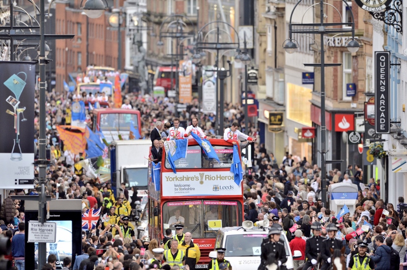 SUPPORT: Thousands of people lined the streets in Leeds to welcome home their Olympic and Paralympic champions