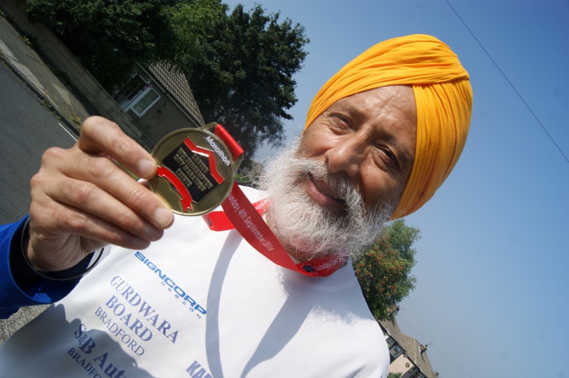 FINISHED: Joginder took part in the Wolverhampton Marathon earlier this month