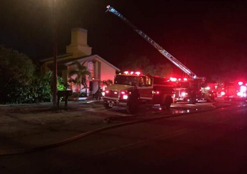 FIRE: The scene of devastation which greeted fire fighters on 12th September at a mosque in Florida (Pic Cred: Twitter)