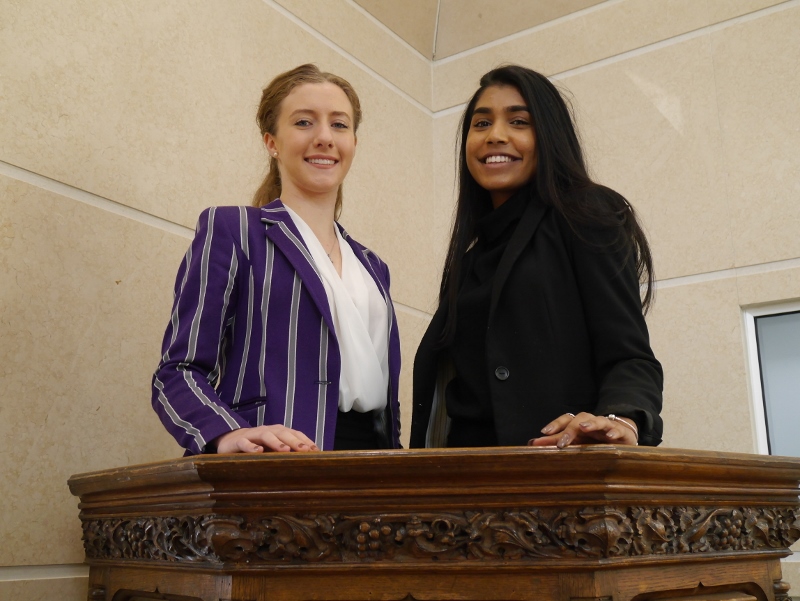 WORD OF MOUTH: The talented debaters made quite an impression in their first national debating competition together, pictured: Gemma Timmons and Sanjana Gunasekaran