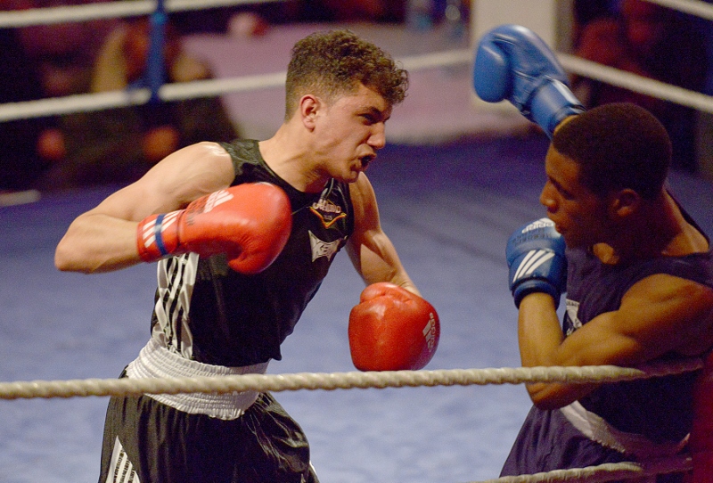 HEAVY HITTER: Huzaifa Khan pulled off a surprise victory in the CYP Boxing Championships semi-final against Rhys Lewicki