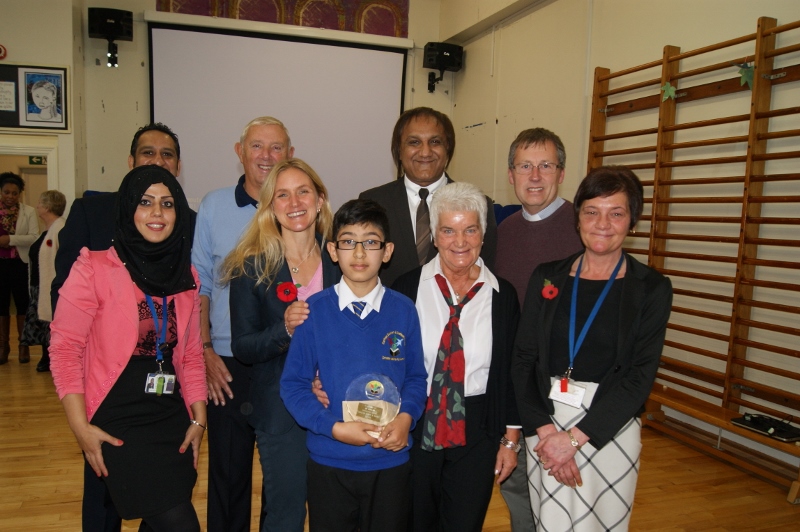 FOLLOWING IN THE FOOTSTEPS: 10-year-old Sumair Shahid was presented with the Jo Cox Good Character Award at an assembly attended my local dignitaries and members of the late MP’s family