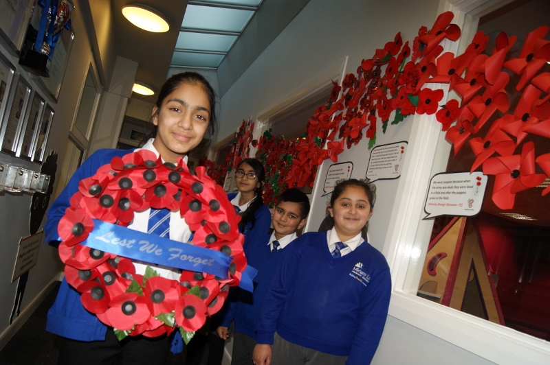SCHOOL TIME: The impressive memorial display is seen at Miriam Lord Primary School
