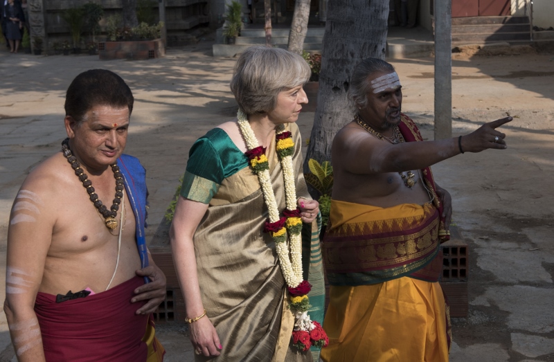 COLOURFUL: Prime Minister Theresa May went to the Sri Someshwara Swamy Temple, in Bangalore, India during her three day visit to India. (Pic Credit: Tom Evans)