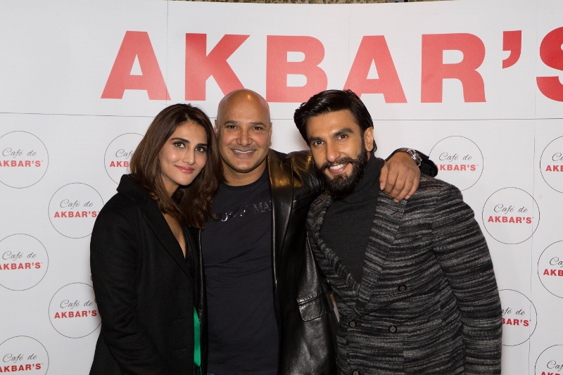 WELCOME TO BRADFORD: Bollywood stars, Ranveer Singh and Vaani Kapoor, were welcomed to Cafe de Akbar by owner, Shabir Hussain